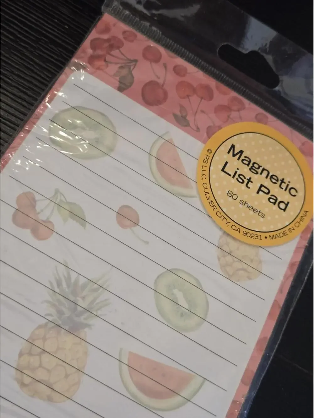 Pooch & Sweetheart Fruit Kiwi Cherry Magnetic List Pad 80 Sheets Sealed
